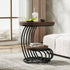 Tribesigns Gold Round End Table: 2 Tiers Faux Marble Side Table with Storage Shelf, Modern White Gold Bedside Nightstand - https://mohammadcollection.com