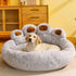 Large MC THE BLACK DIAMOND fluffy dog bed with plush cave design, cozy pet bedding for large dogs and cats on sofa or floor.