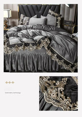 European Ice Rayon bed skirt from MC THE BLACK DIAMOND, stylish summer home decor bedding set in a soft, elegant design.