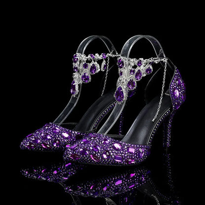 Bling Luxury Handmade Full Rhinestones Women Pumps Fashion Diamonds Crystal Pendant Banquet High heels Party Prom Wedding Shoes - https://mohammadcollection.com