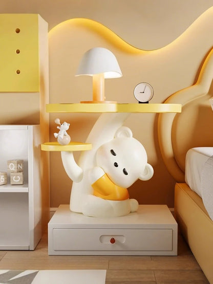Cartoon Bear Statue Sofa Side Table Living Room Coffee Table Kawaii Room Decor Furniture Children&