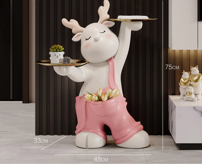 MC THE BLACK DIAMOND luminous elk deer figurine as a creative floor decoration and sofa side table storage rack in Nordic home decor style.