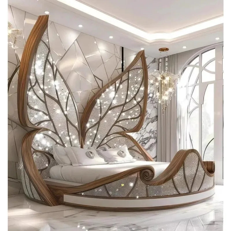 Princess  Butterfly Bed Villa Solid wood 2m bed 15 high French luxury bed bedroom custom - https://mohammadcollection.com