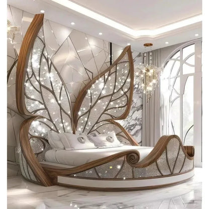 Princess  Butterfly Bed Villa Solid wood 2m bed 15 high French luxury bed bedroom custom - https://mohammadcollection.com