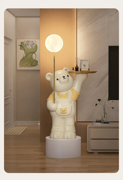 Modern cream cartoon bear figurine by MC THE BLACK DIAMOND, decorative living room ornament for sofa or bedside storage.