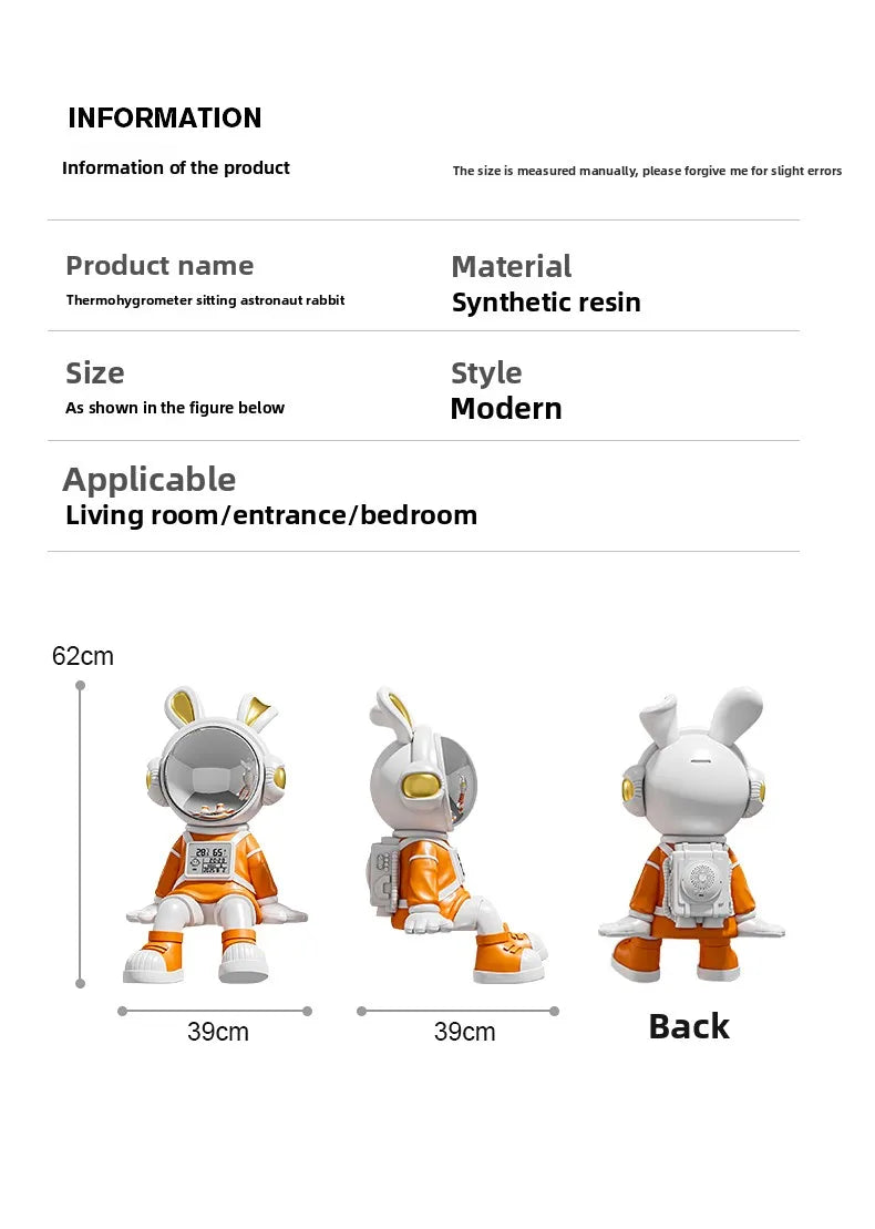 Astronaut Rabbit Sitting Desk Decoration Nordic Luxury Living Room Entrance TV Cabinet Decorative Figurines Housewarming Gift - 𝕄𝕮 𝕋𝕙𝕖 𝔹𝕝𝕒𝕔𝕜 𝔻𝕚𝕒𝕞𝕠𝕟𝕕