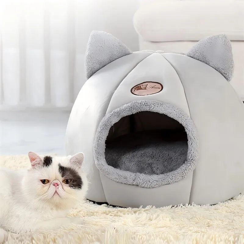 Pet bed with cat ears cat bed for small medium large cats Keep warm in winter  Comfortable and soft Machine washable - https://mohammadcollection.com