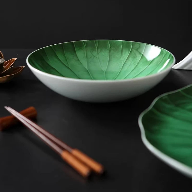 Unique Green Lotus Leaf Plate H