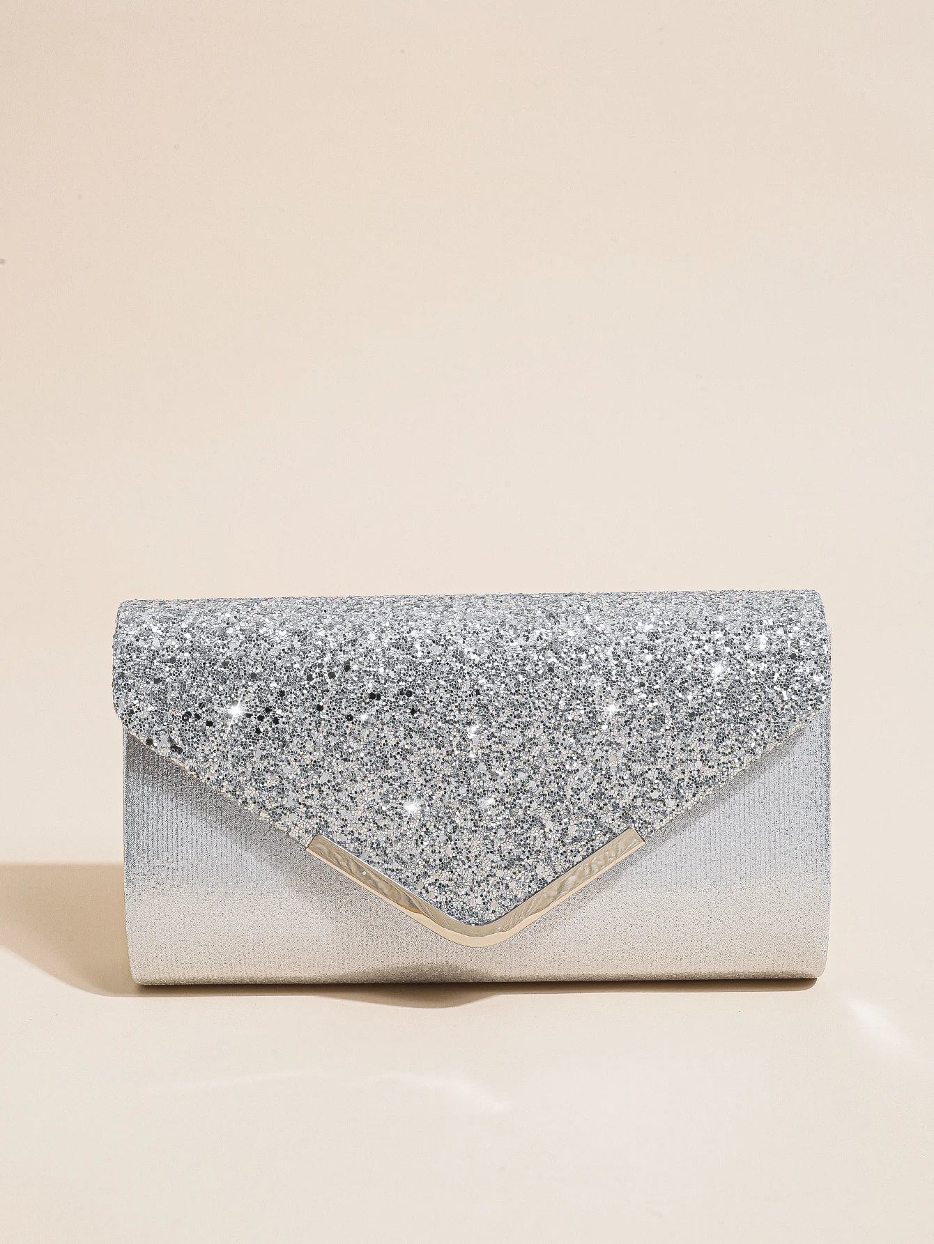 Women evening envelope handbag with sequins, chain strap, and compact design from Mohammad Collection, perfect for parties and events.