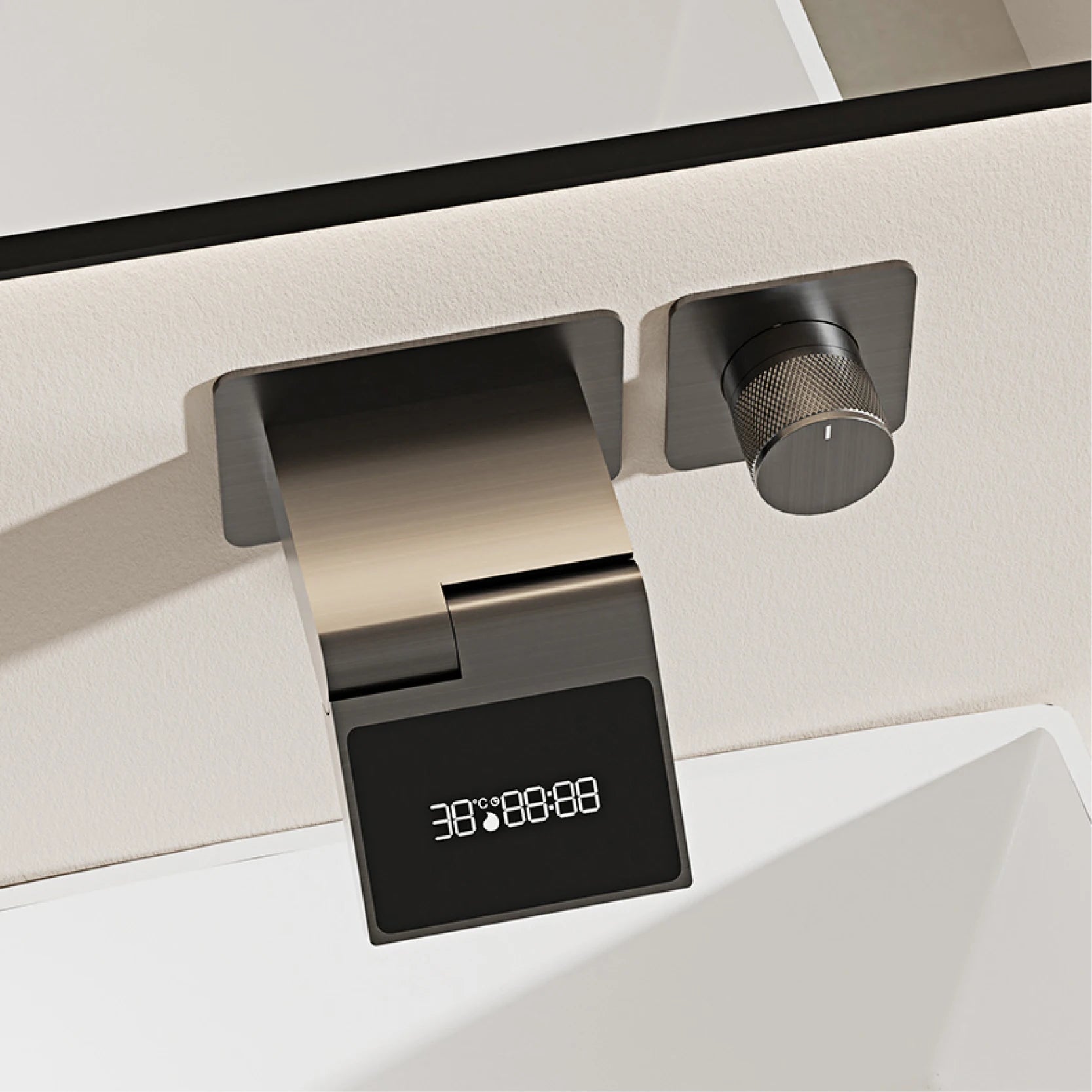 Intelligent black brass bathroom faucet with LED digital display design Hidden single handle cold &amp; hot 2 control wash basin Tap - https://mohammadcollection.com