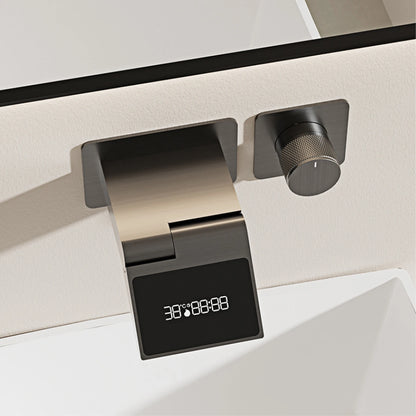 Intelligent black brass bathroom faucet with LED digital display design Hidden single handle cold &amp; hot 2 control wash basin Tap - https://mohammadcollection.com