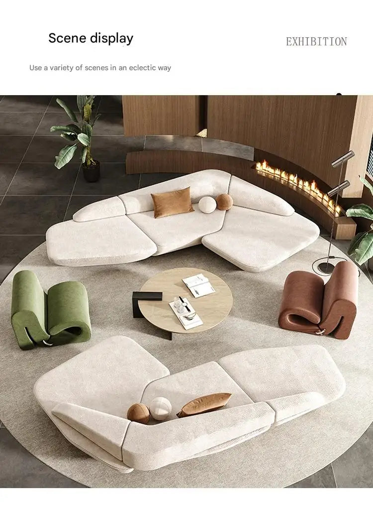 Curved luxury leisure reception corner sofa by MC THE BLACK DIAMOND, plush sectional sofa with stylish curves and comfortable seating.