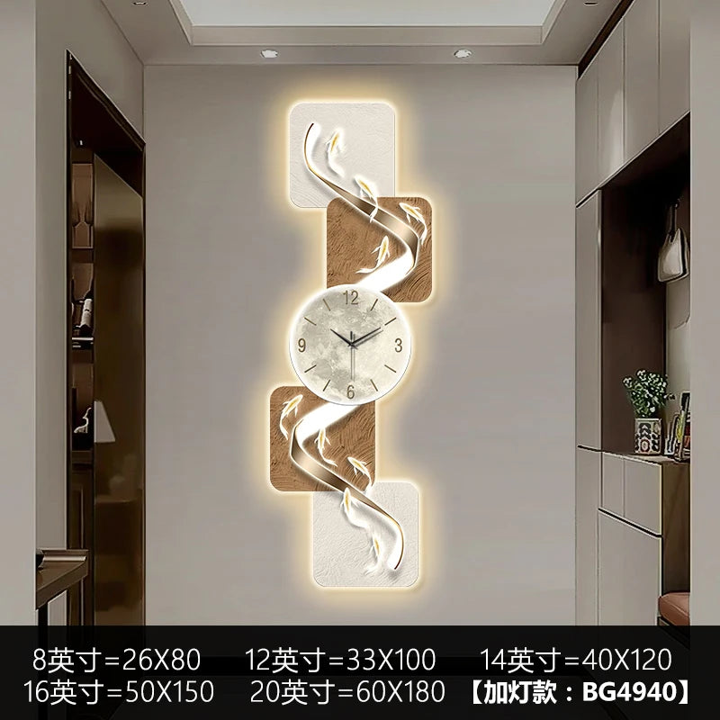 Modern Home Wall Decor Nine Fish Picture Wall Clock Living Room Corridor Mute Clock Painting Advanced Art LED Luminescent Mural - https://mohammadcollection.com