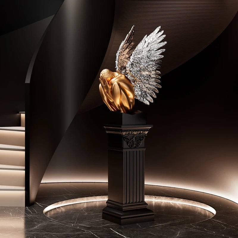 High-end MC THE BLACK DIAMOND wing sculpture statue, stylish interior decor ornament for hotel or club decoration.