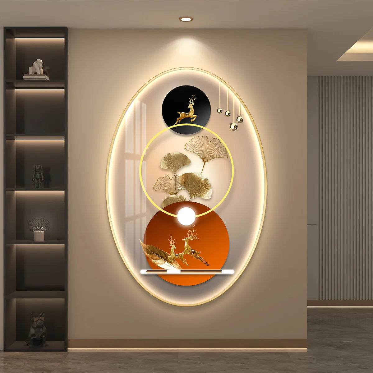 Light Luxury Wall Art Nine Fish Picture Entrance Wall Decor Aesthetic High End Living Room Corridor Luminous LED Light Painting - 𝕄𝕮 𝕋𝕙𝕖 𝔹𝕝𝕒𝕔𝕜 𝔻𝕚𝕒𝕞𝕠𝕟𝕕