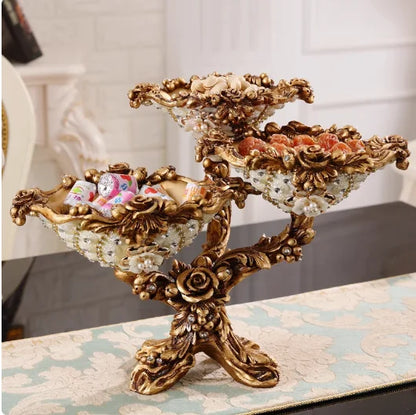 European Resin Diamond Fruit Plate Dried Fruit Candy Dish Tissue Box Ornaments Home Livingroom Table Furnishing Decoration Craft - https://mohammadcollection.com