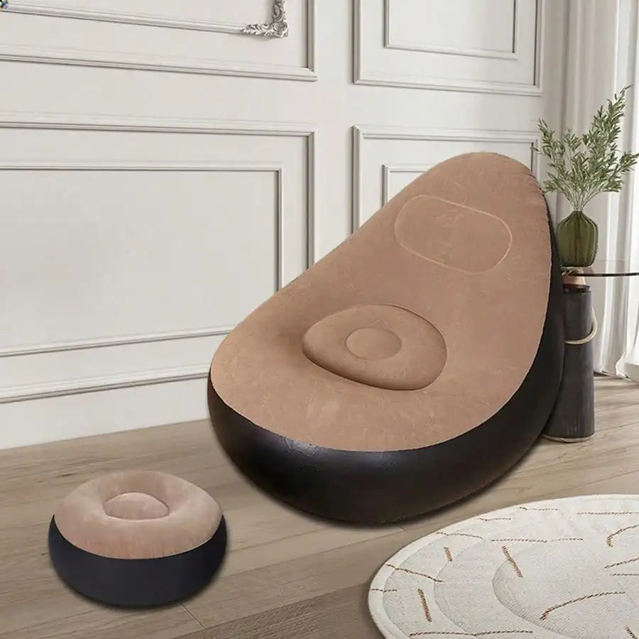 Flocked Inflatable Lazy Sofa: W/Footrest &amp; Foot Pump, Foldable for Home Office &amp; Outdoor Use - https://mohammadcollection.com