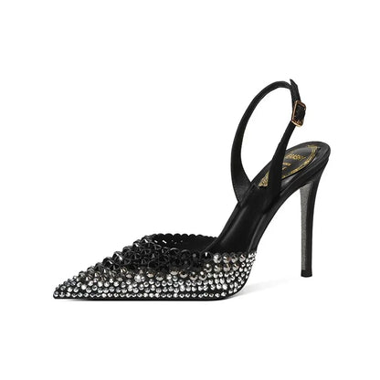 Luxury Rhinestones Gradient Slingbacks Women Pumps Fashion Bling Crystal Banquet Stiletto High Heels Fashion Party Prom Shoes - https://mohammadcollection.com