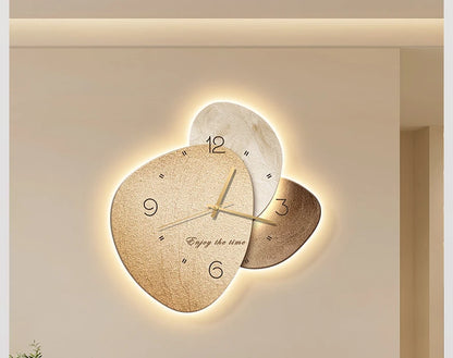 Modern MC THE BLACK DIAMOND wall clock with silent movement, stone design, suitable for living and dining room wall decoration.