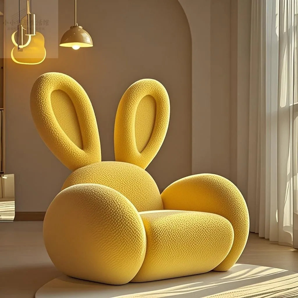 Cream Wind Creative Rabbit Fabric Sofas Living Room Single Sofa Furniture Couch Armchair White Pink Grey 1 Person Sofa luxury - https://mohammadcollection.com