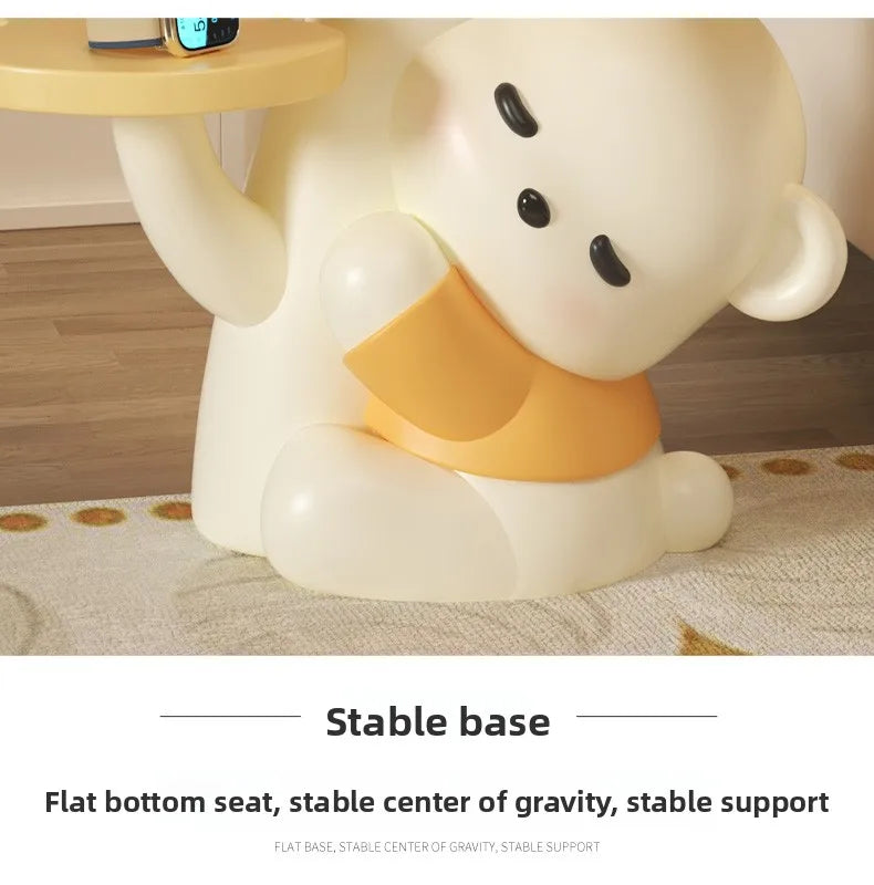 Cartoon Bear Statue Sofa Side Table Living Room Coffee Table Kawaii Room Decor Furniture Children&
