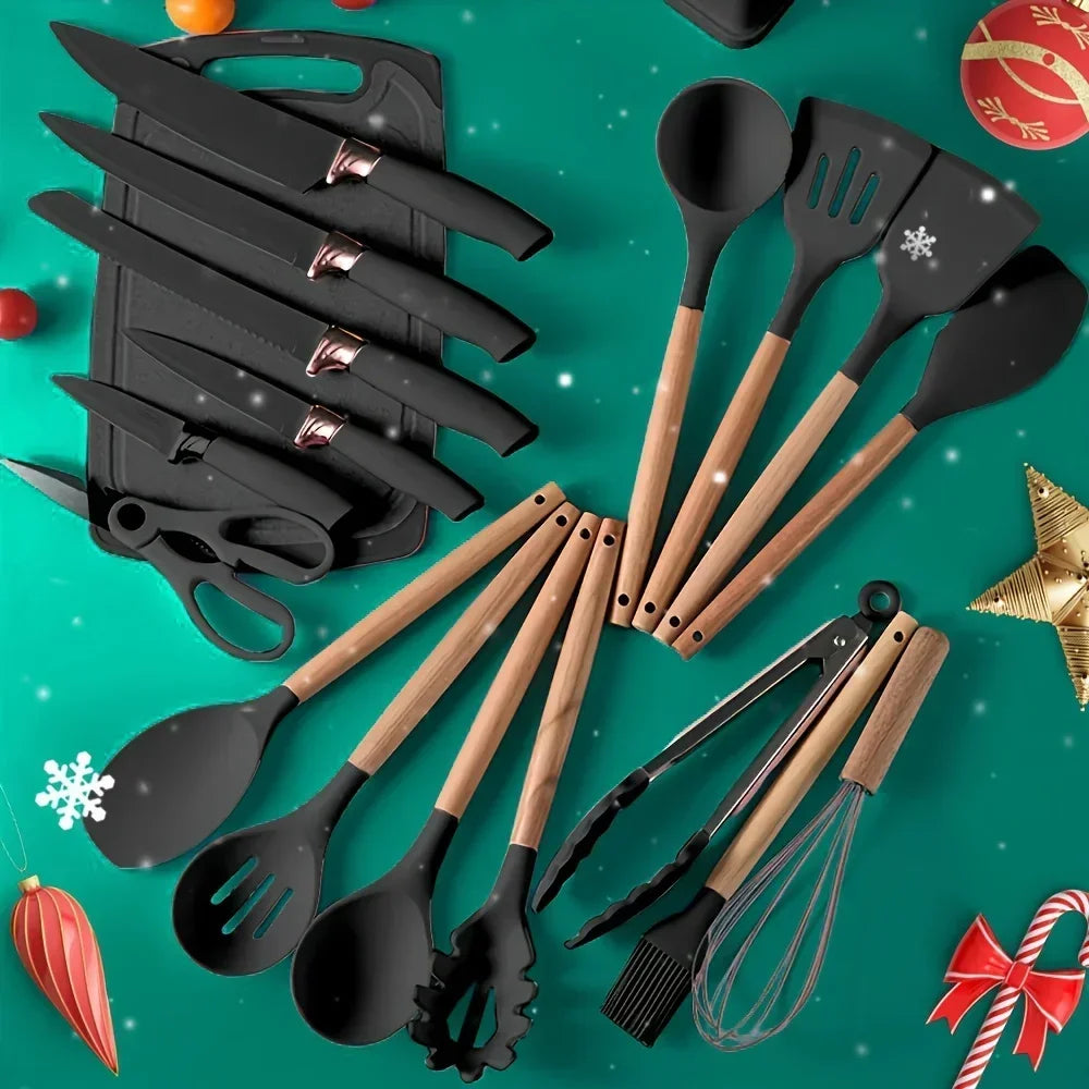 Set of 19 non-stick silicone kitchen utensils by 𝕄𝕔 𝕋𝕙𝕖 𝔹𝕝𝕒𝕔𝕜 𝔻𝕚𝕒𝕞𝕠�