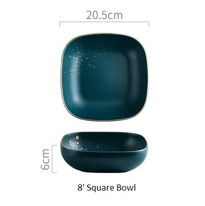 Dark green ceramic Western plate and set by 𝕄𝕔 𝕋𝕙𝕖 𝔹𝕝𝕒𝕔𝕜 𝔻𝕚𝕒𝕞𝕠𝕟