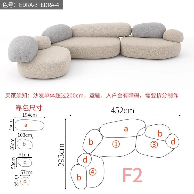Creative Sofa Light Luxury Italian Pebble Fabric Compression Sofa Special-shaped Living Room New Sponge Rock Sofa Bed - https://mohammadcollection.com