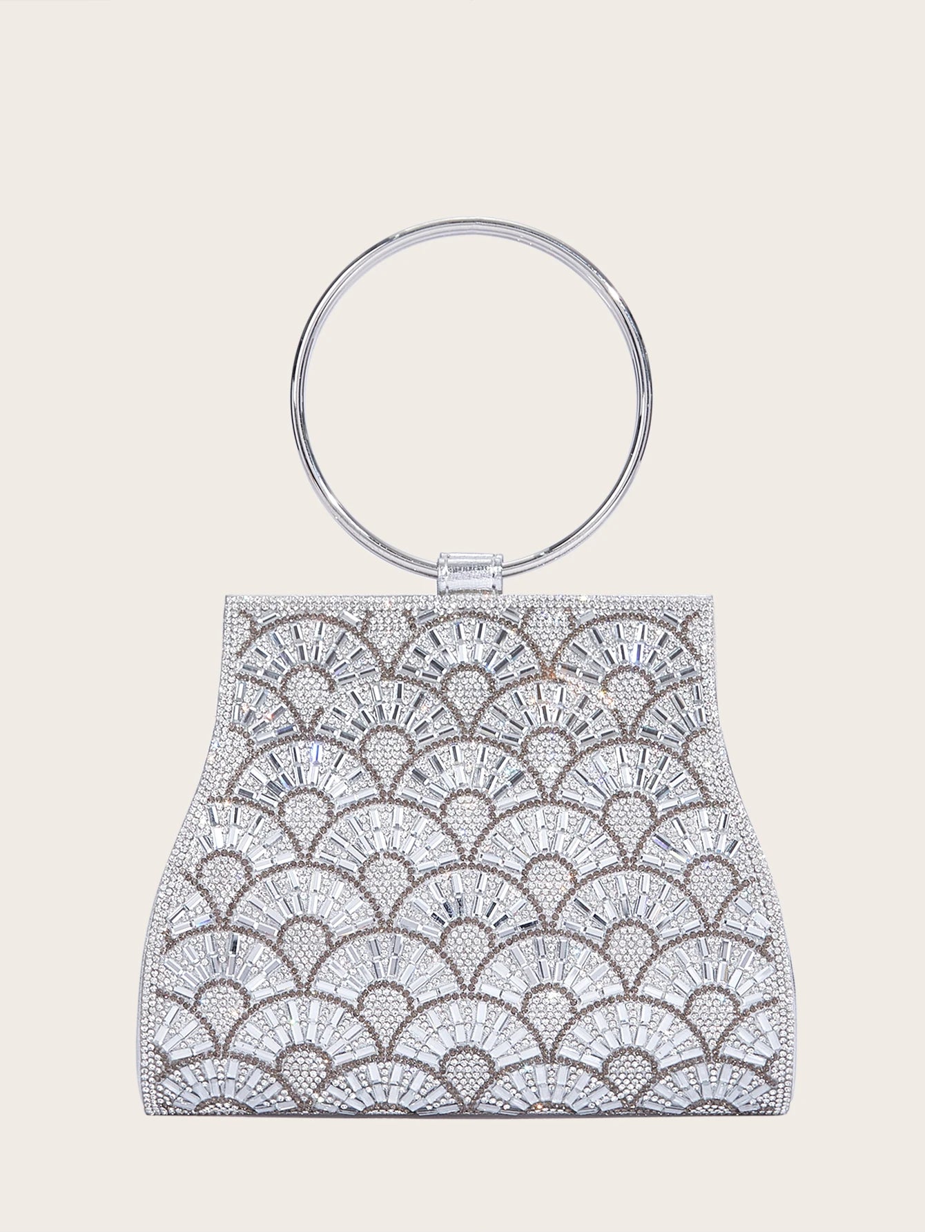 Women's MC THE BLACK DIAMOND diamond-studded evening handbag with rhinestones, featuring a stylish hand bag design.
