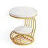 Tribesigns Gold Round End Table: 2 Tiers Faux Marble Side Table with Storage Shelf, Modern White Gold Bedside Nightstand - https://mohammadcollection.com