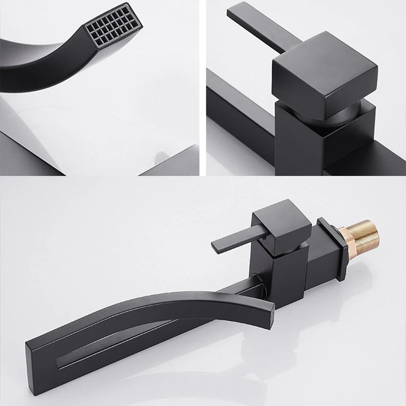 Elegant brass square basin faucet from MC THE BLACK DIAMOND, designed for modern bathroom sinks with sleek, contemporary style.