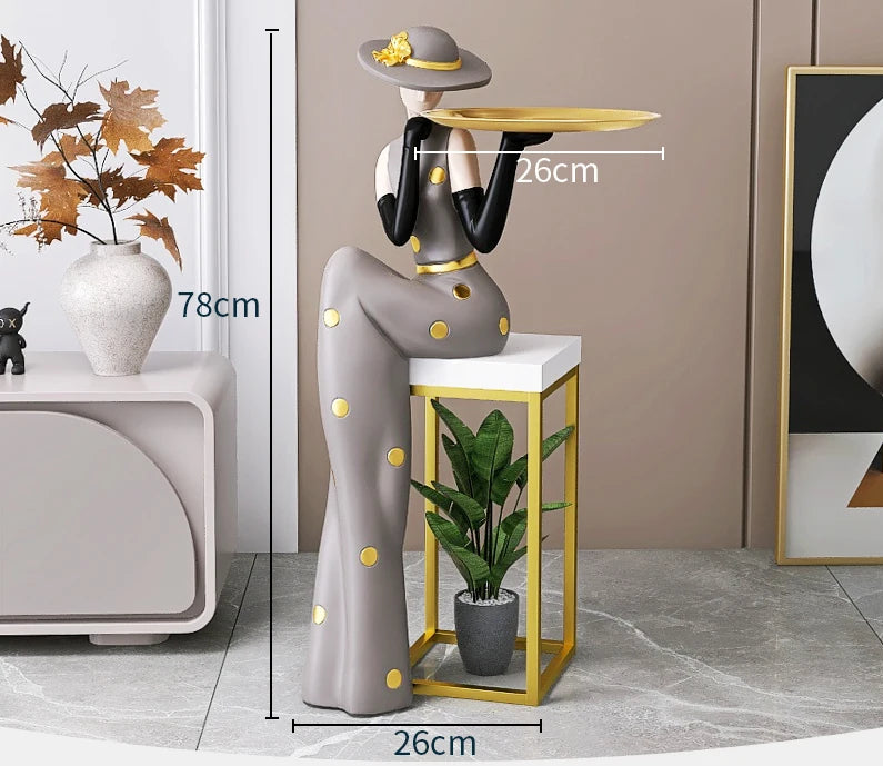 Large MC THE BLACK DIAMOND luxury art figurine for living room or foyer floor decoration, placed on a tray beside sofa or TV cabinet.