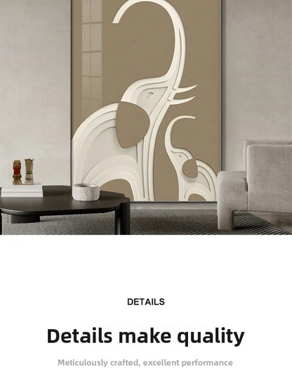 Abstract black elephant wall art poster with luminous LED lighting, modern living room decor by MC THE BLACK DIAMOND
