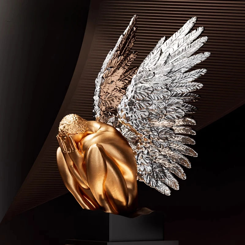 MC THE BLACK DIAMOND desk decoration wings statue, detailed artwork with intricate design, suitable for office or home decor.