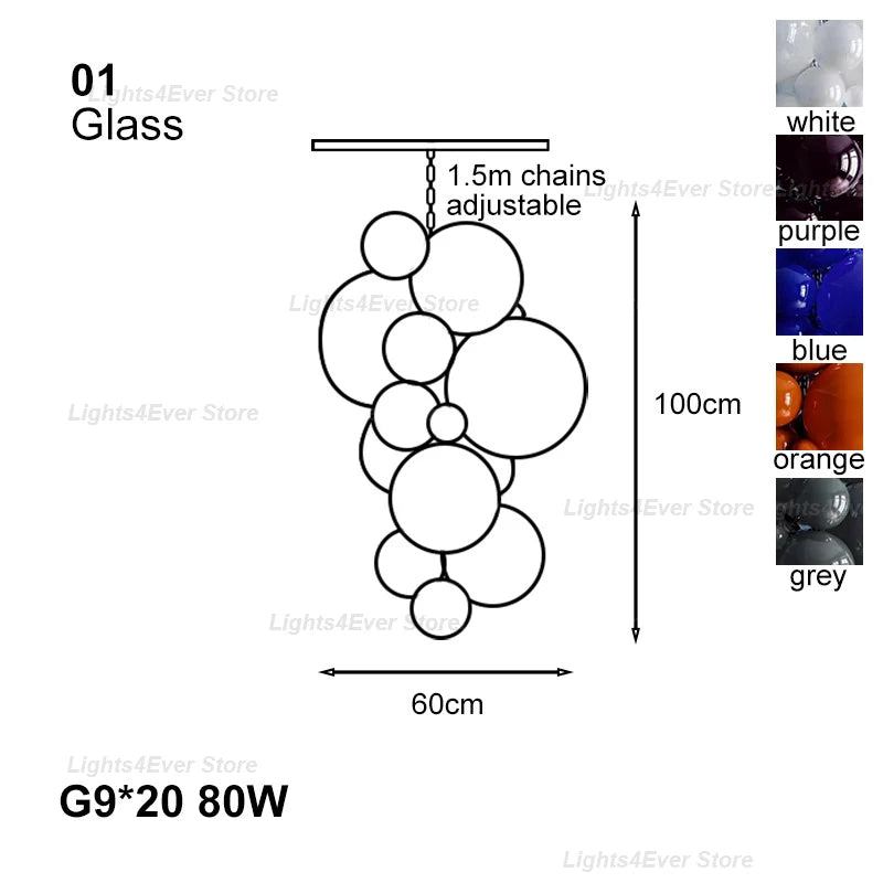 2025 New Trend Purple Glass Grape Ball Art Ceiling Chandeliers Hanging Lamps Suspension Luminaire Lampen For Living Room
