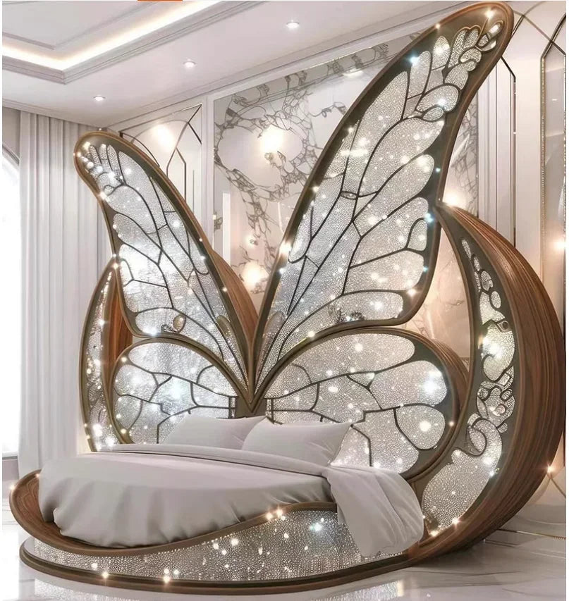 Princess  Butterfly Bed Villa Solid wood 2m bed 15 high French luxury bed bedroom custom - https://mohammadcollection.com