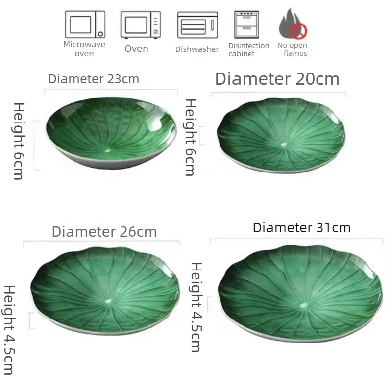Unique Green Lotus Leaf Plate H