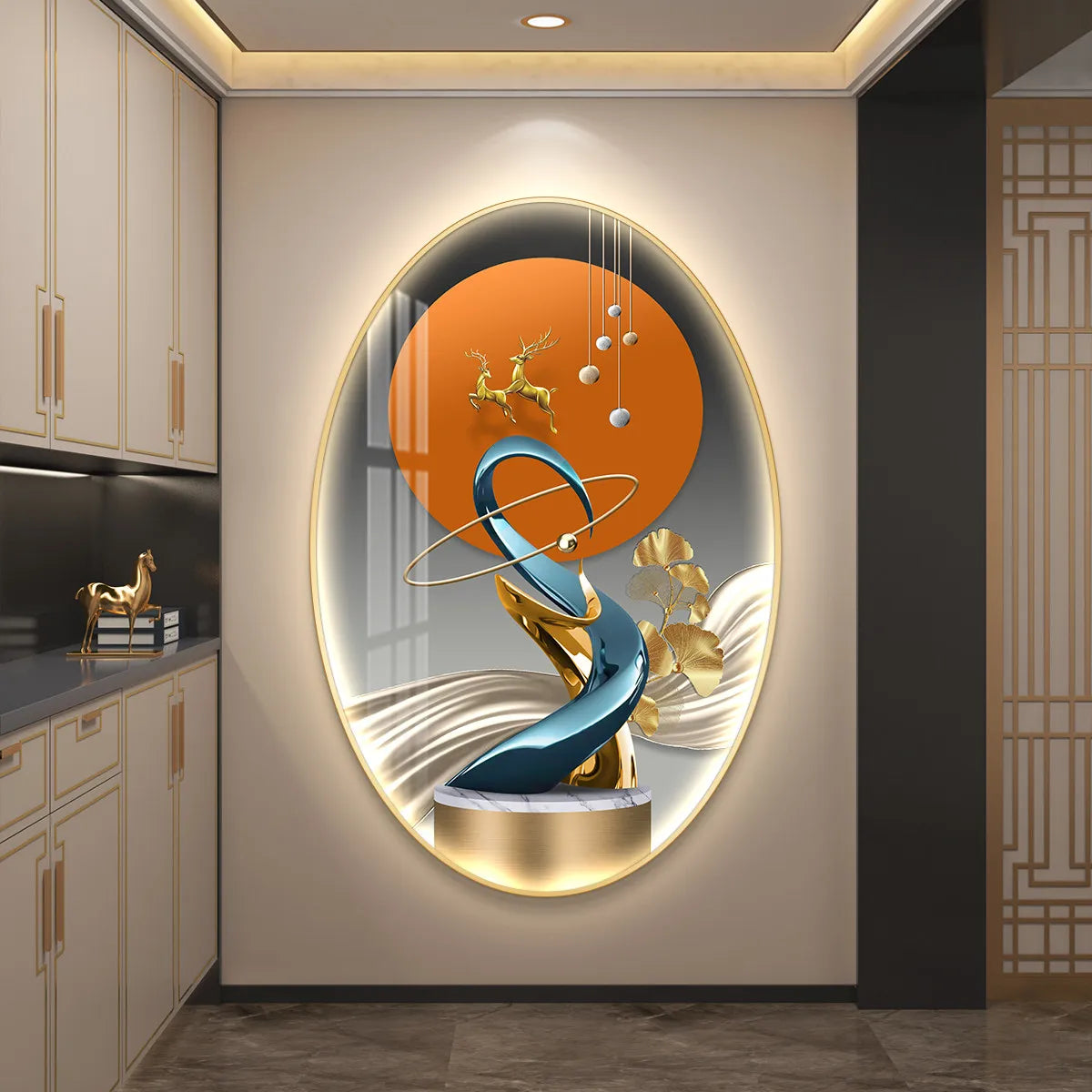 Light Luxury Wall Art Nine Fish Picture Entrance Wall Decor Aesthetic High End Living Room Corridor Luminous LED Light Painting - 𝕄𝕮 𝕋𝕙𝕖 𝔹𝕝𝕒𝕔𝕜 𝔻𝕚𝕒𝕞𝕠𝕟𝕕