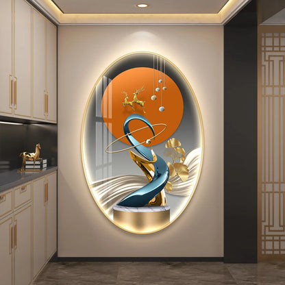 Light Luxury Wall Art Nine Fish Picture Entrance Wall Decor Aesthetic High End Living Room Corridor Luminous LED Light Painting - 𝕄𝕮 𝕋𝕙𝕖 𝔹𝕝𝕒𝕔𝕜 𝔻𝕚𝕒𝕞𝕠𝕟𝕕