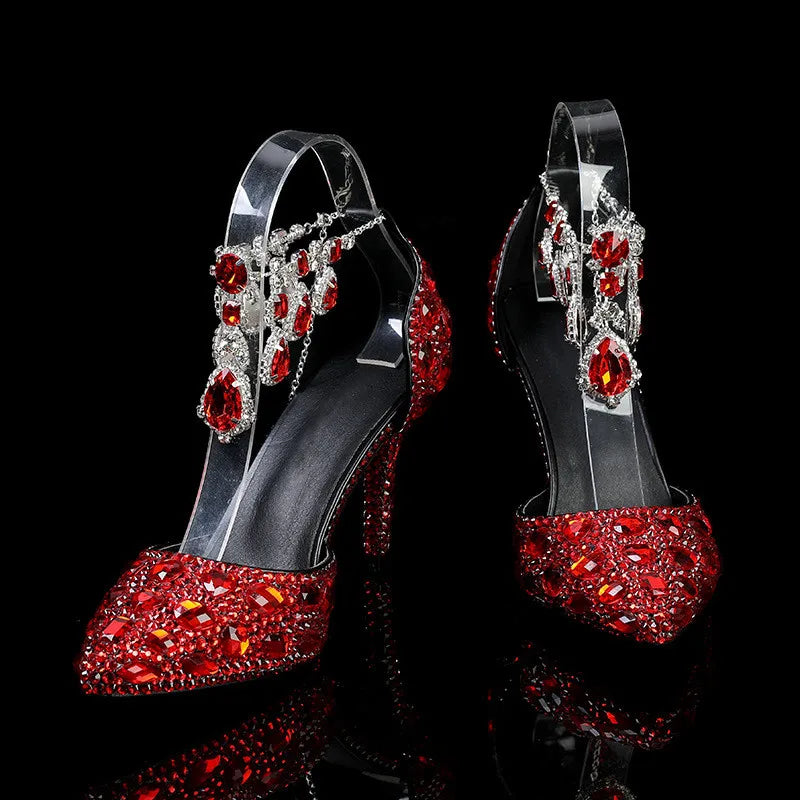 Bling Luxury Handmade Full Rhinestones Women Pumps Fashion Diamonds Crystal Pendant Banquet High heels Party Prom Wedding Shoes - https://mohammadcollection.com