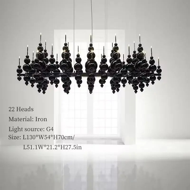 Luxury Living Room Black Chandelier Designer Tears From Moon Chandelier For Ceiling Restaurant Large Dining Table Hanging Lamp - https://mohammadcollection.com