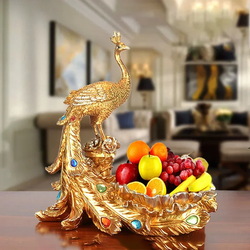 European Style Peacock Fruit Candy Plate Home Living Room Dim Sum Dry Fruit Plate Desktop Creative Storage Decoration Snack Tray - https://mohammadcollection.com