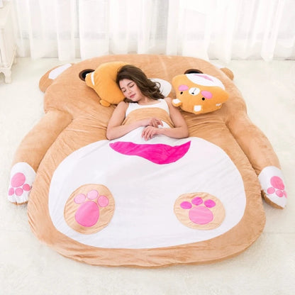 Cute cartoon brown bear sofa bed futon from MC THE BLACK DIAMOND, soft and comfortable for adults on tatami mats or floor.