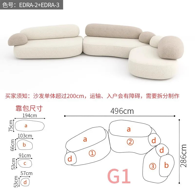 Creative Sofa Light Luxury Italian Pebble Fabric Compression Sofa Special-shaped Living Room New Sponge Rock Sofa Bed - https://mohammadcollection.com
