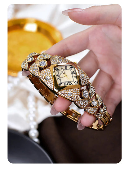 2025 New Women Watch Light Luxury Brand Diamond Inlaid Bracelet Watches Waterproof Ladies Fashion Quartz Clock Wristwatch Gift - https://mohammadcollection.com