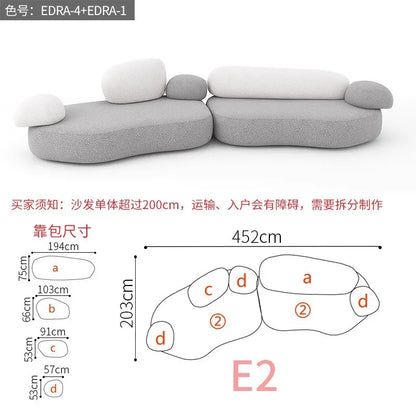 Creative Sofa Light Luxury Italian Pebble Fabric Compression Sofa Special-shaped Living Room New Sponge Rock Sofa Bed - https://mohammadcollection.com