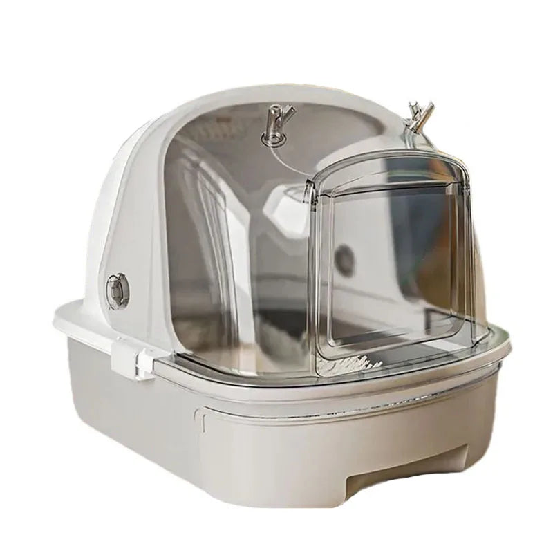 Extra-large semi-enclosed cat litter box drawer style by MC THE BLACK DIAMOND, designed for easy cleaning and odor control.