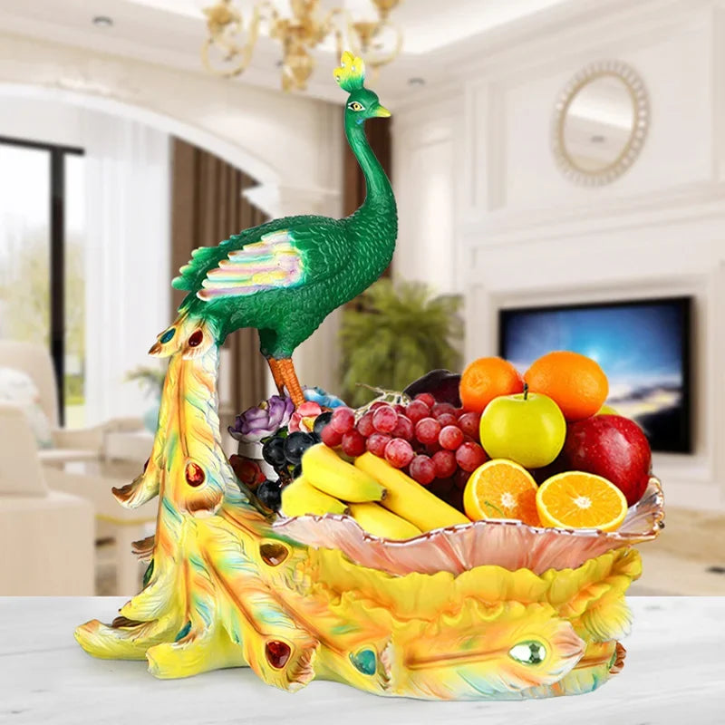 European Style Peacock Fruit Candy Plate Home Living Room Dim Sum Dry Fruit Plate Desktop Creative Storage Decoration Snack Tray - https://mohammadcollection.com