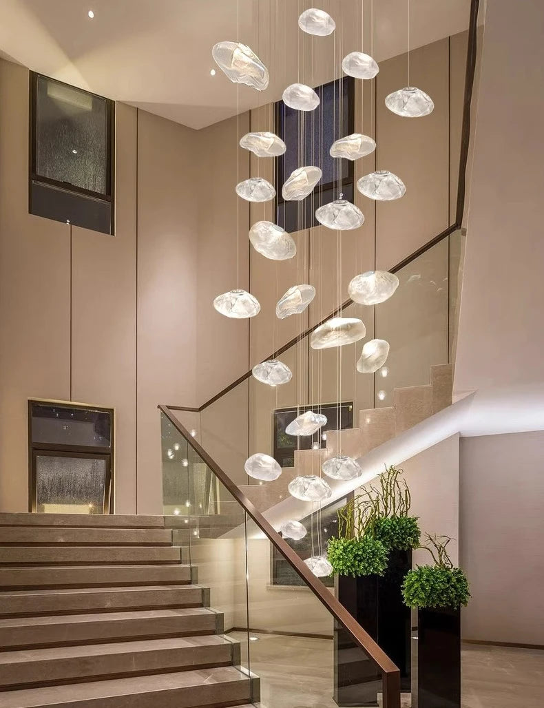 MC THE BLACK DIAMOND Nordic pendant light with stair chandelier design for living room or bedroom decor.