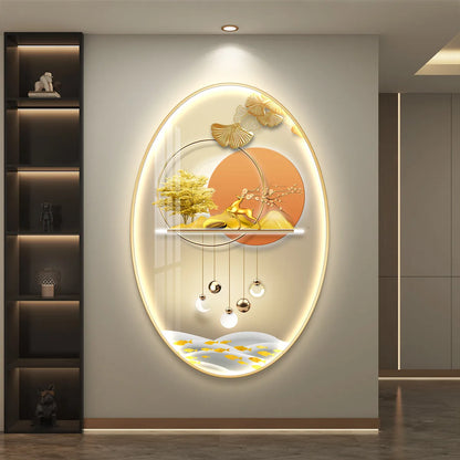 Light Luxury Wall Art Nine Fish Picture Entrance Wall Decor Aesthetic High End Living Room Corridor Luminous LED Light Painting - 𝕄𝕮 𝕋𝕙𝕖 𝔹𝕝𝕒𝕔𝕜 𝔻𝕚𝕒𝕞𝕠𝕟𝕕